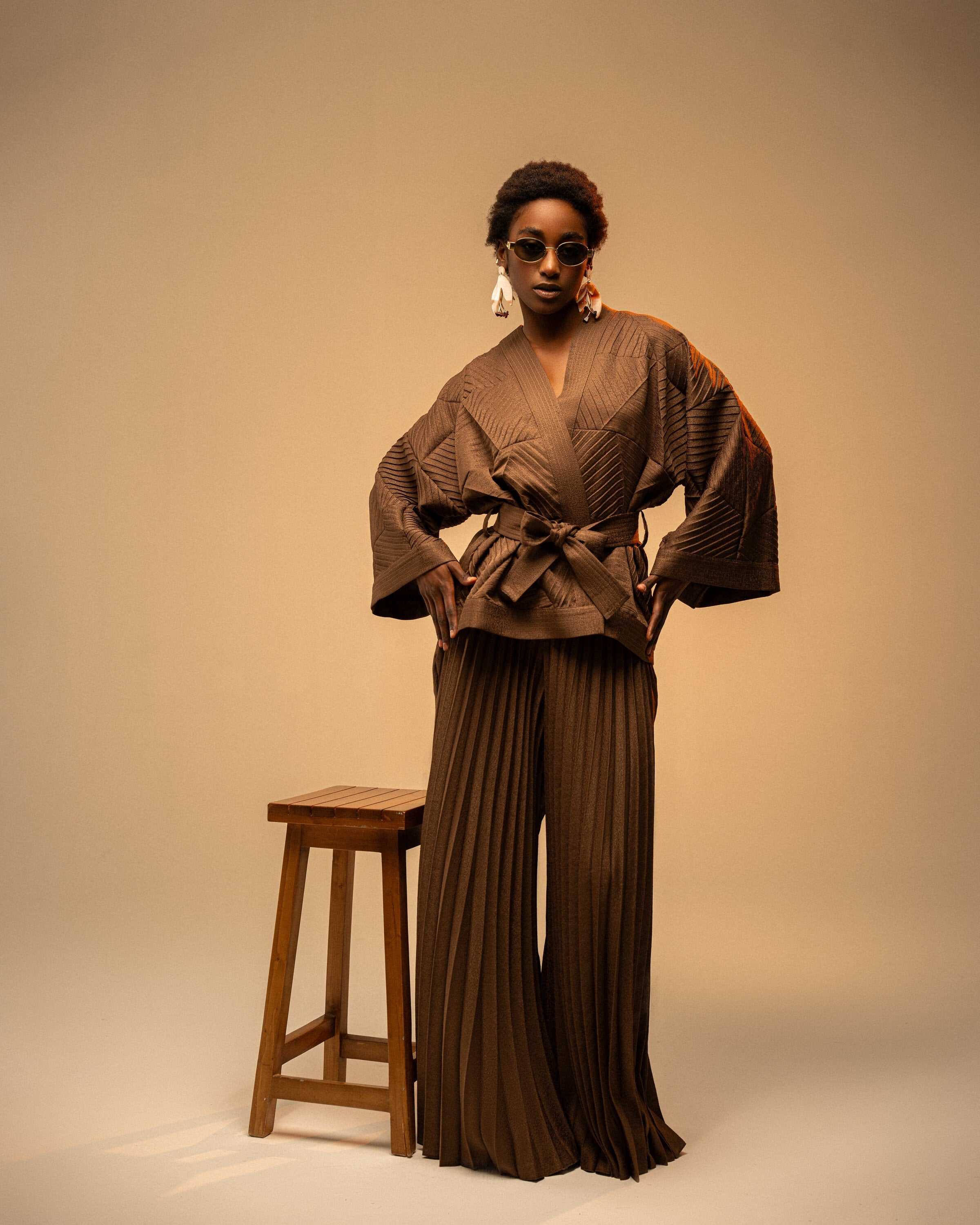 Sunny Pleated Pants F.Lounge Dubai 6_Whing_Set_BrownIMG_6947