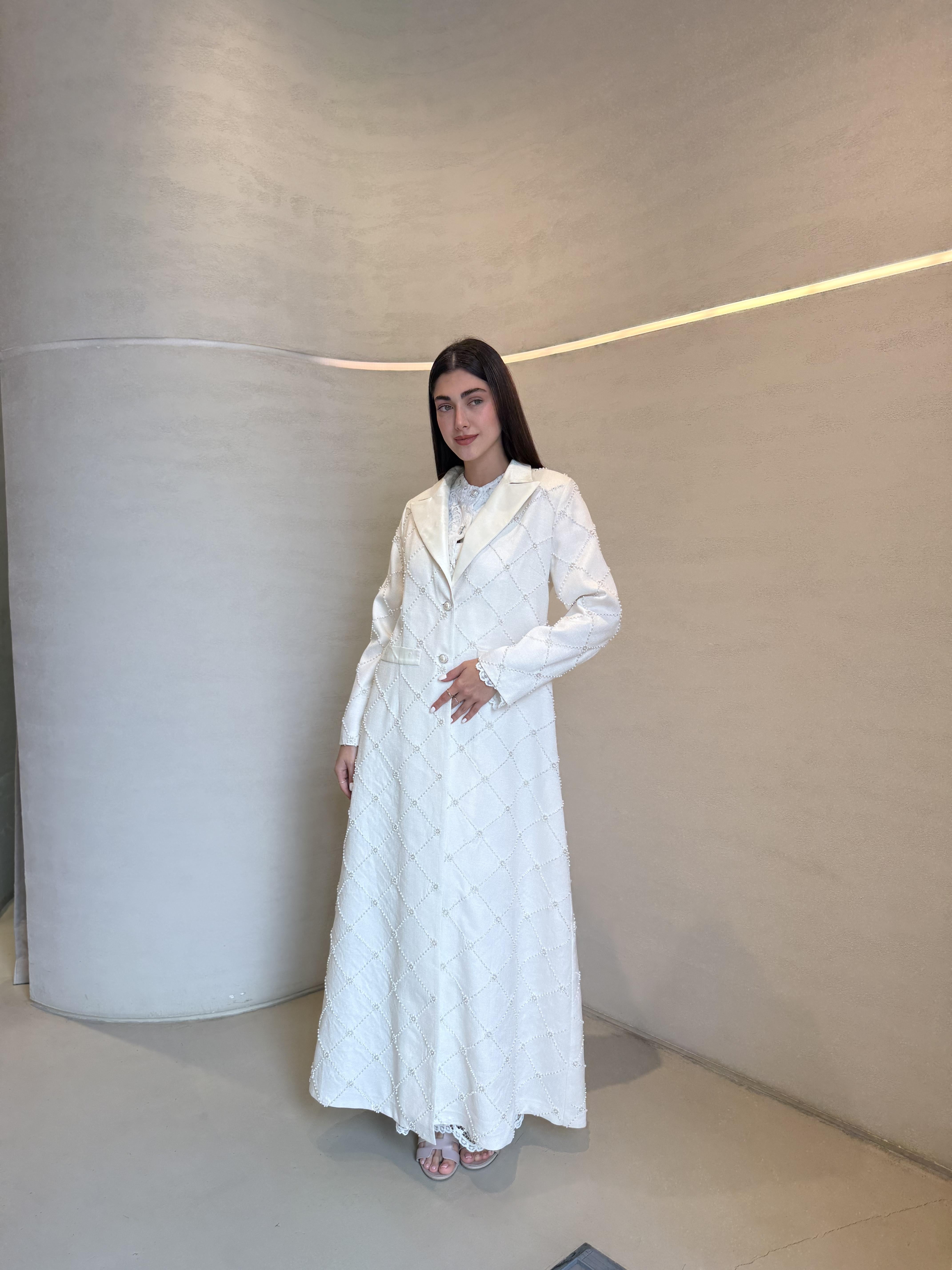 Coco Pearl Abaya F.Lounge.Mena Coco_Pearl_Abaya_White_1767254318463