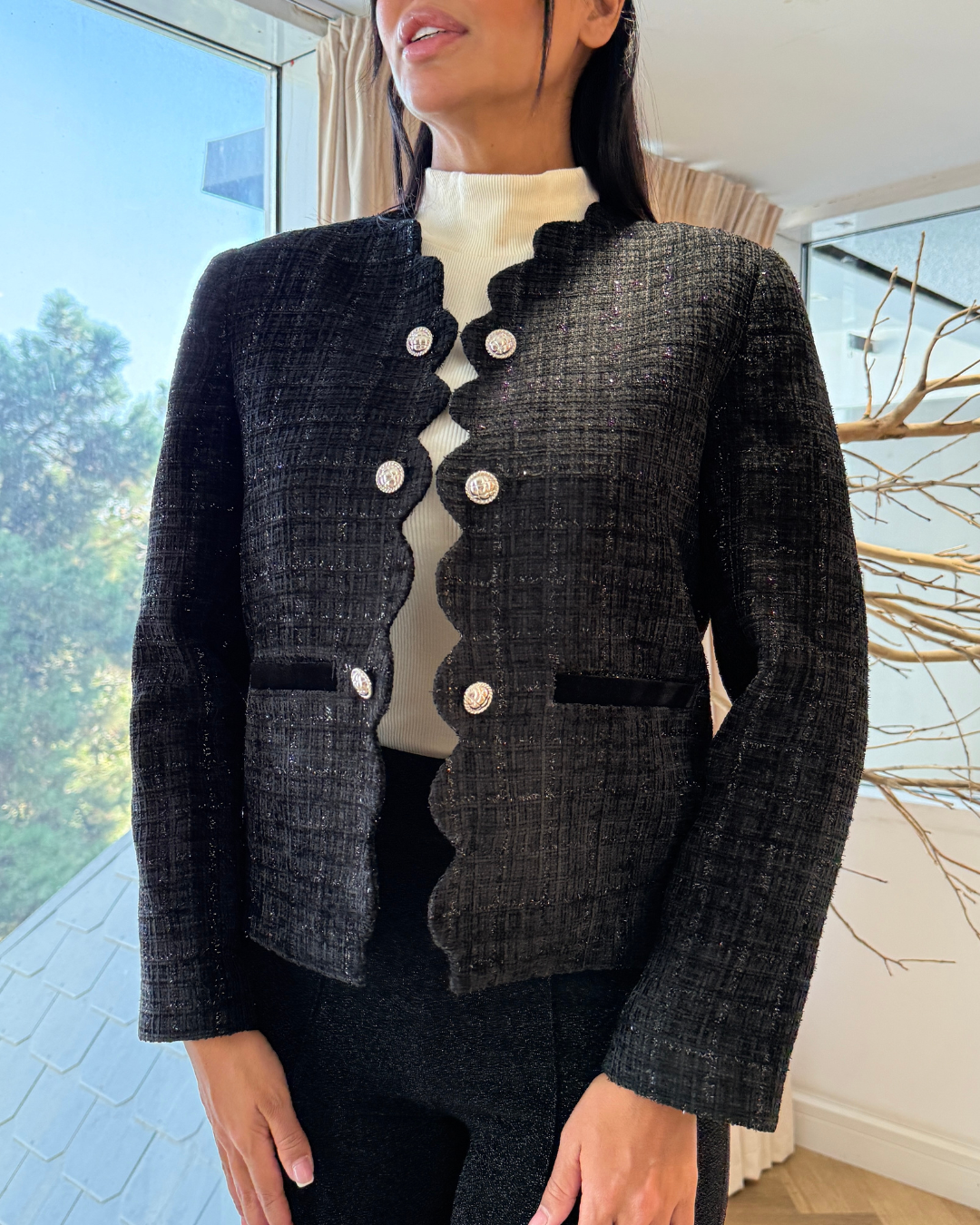 Curve Chenille Coat F.Lounge.Mena CurveChenilleCoatBlack01