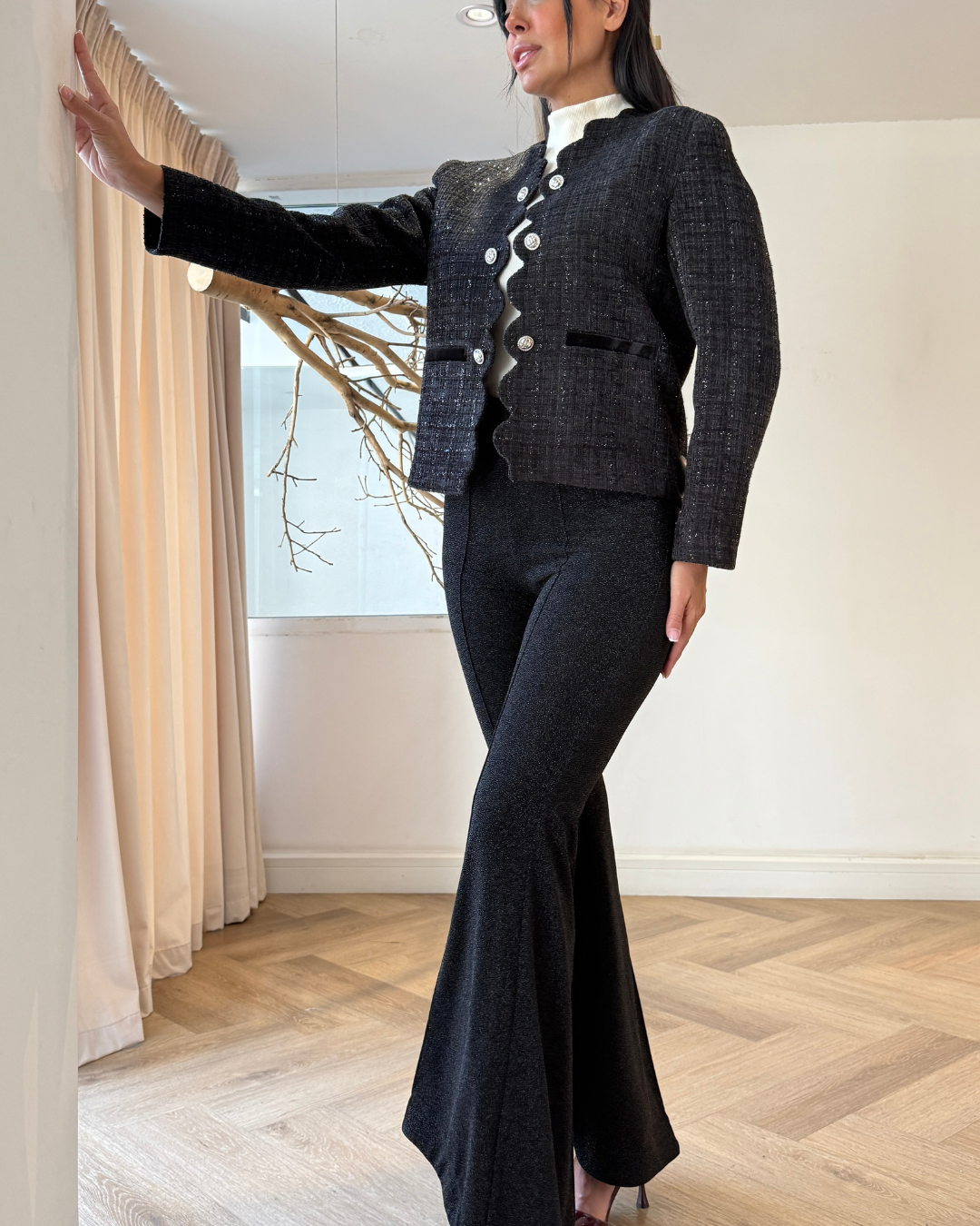 Curve Chenille Coat F.Lounge.Mena CurveChenilleCoatBlack2