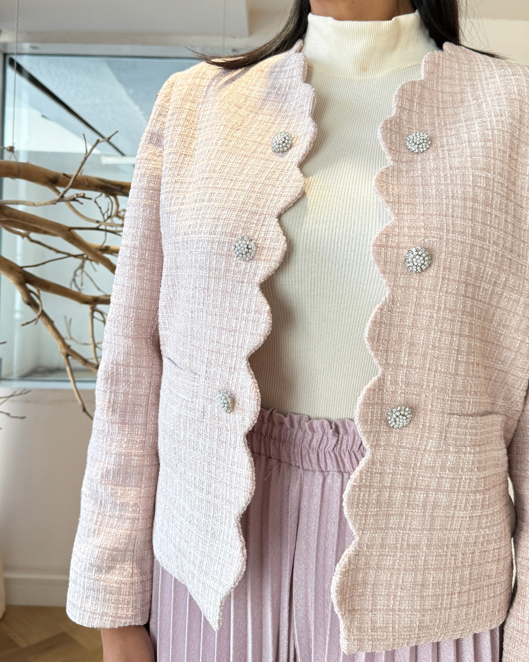 Curve Chenille Coat F.Lounge.Mena CurveChenilleCoatPink1