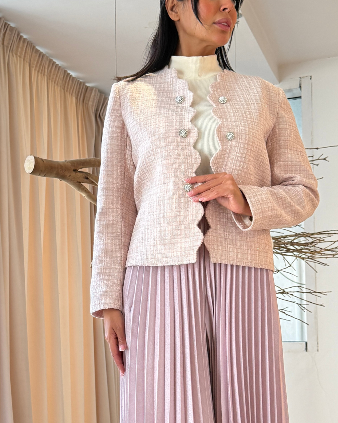 Curve Chenille Coat F.Lounge.Mena CurveChenilleCoatPink2