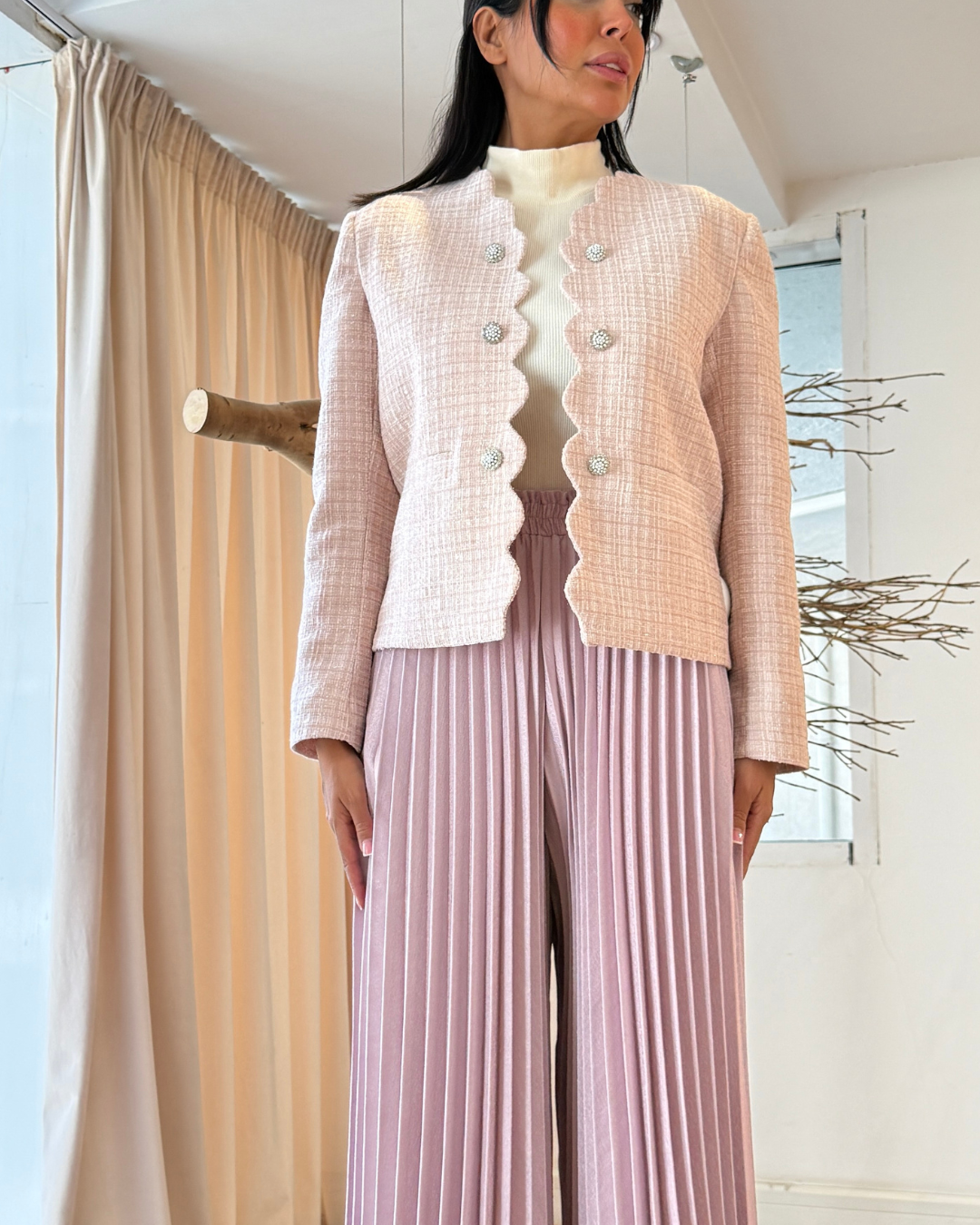 Curve Chenille Coat F.Lounge.Mena CurveChenilleCoatPink3