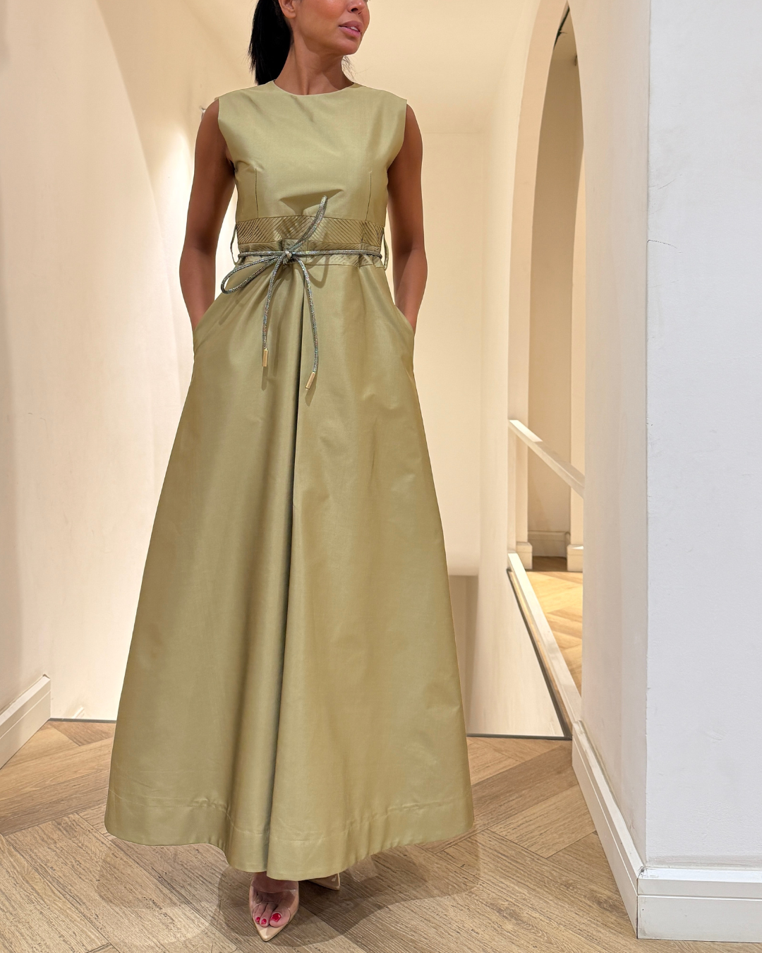 Double Pleated Dress F.Lounge.Mena DoublePleatedGold1