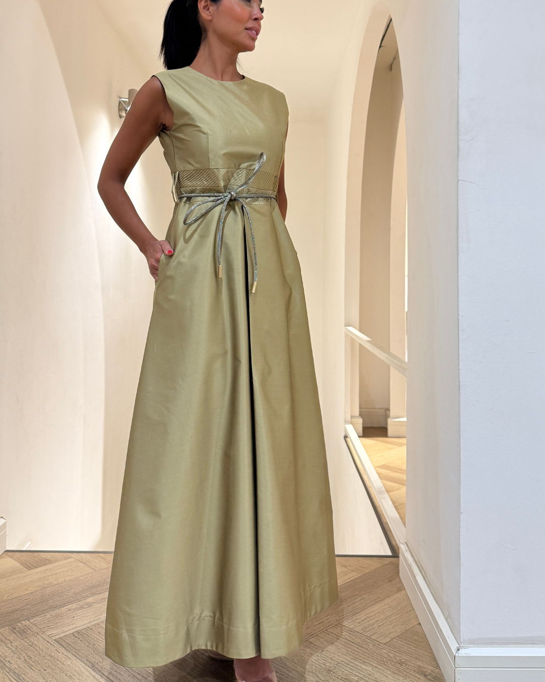 Double Pleated Dress F.Lounge.Mena DoublePleatedGold3