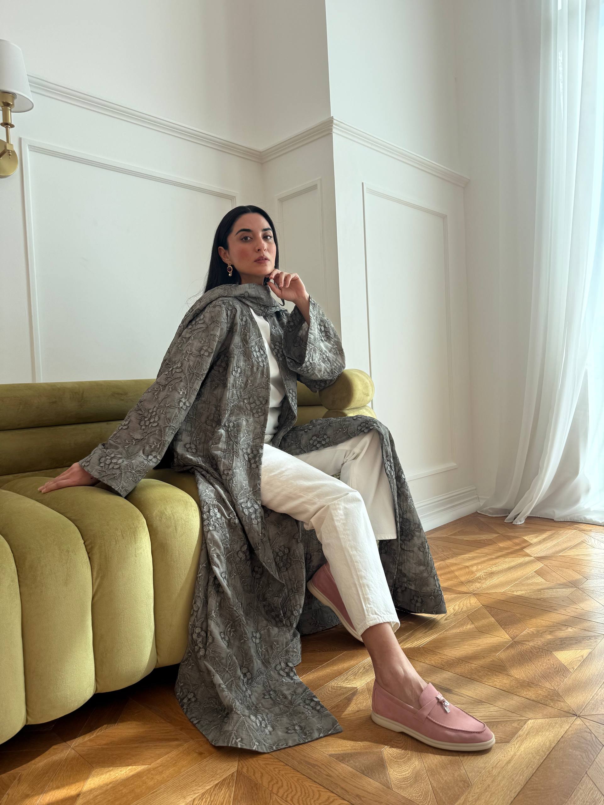 Flower Organza Abaya Unknown Flower_Organza_Abaya_Gray_1770726420742