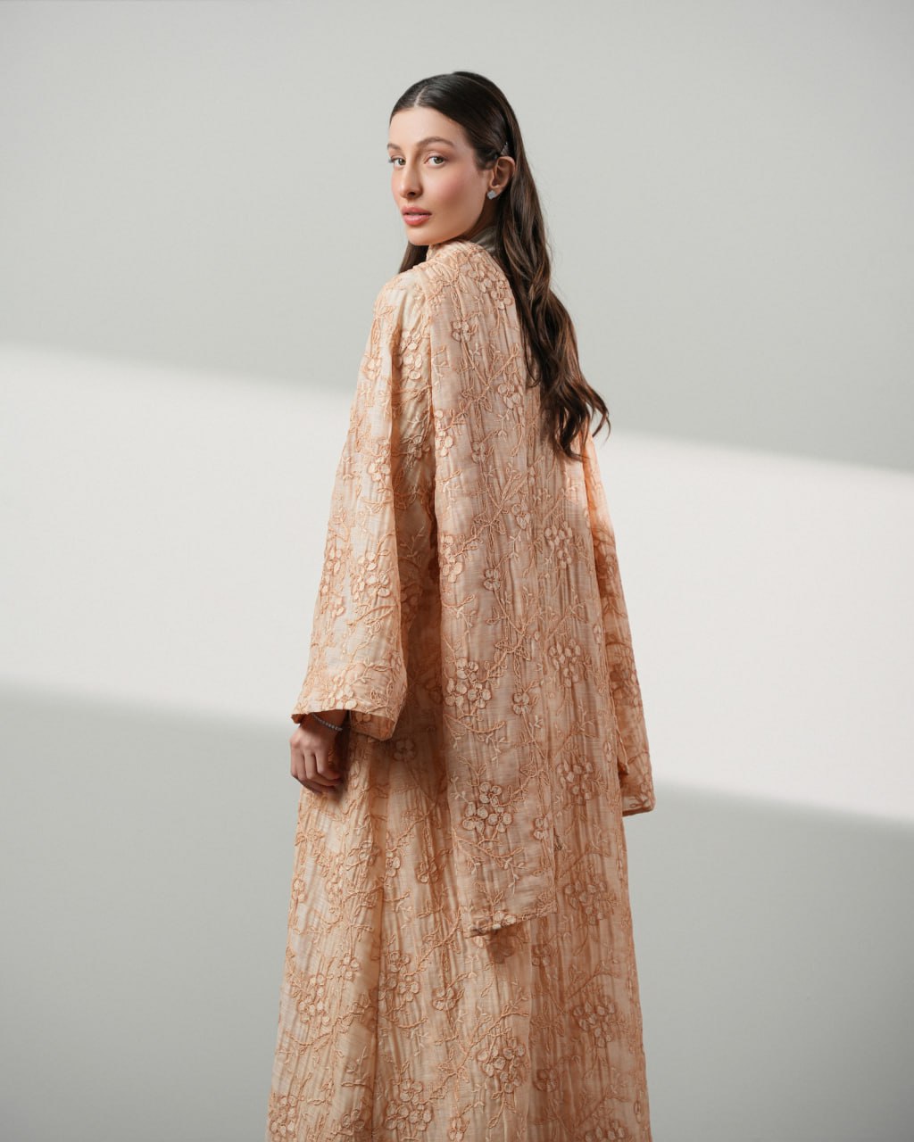 Flower Organza Abaya Unknown Flower_Organza_Abaya_Peach_1771159639858