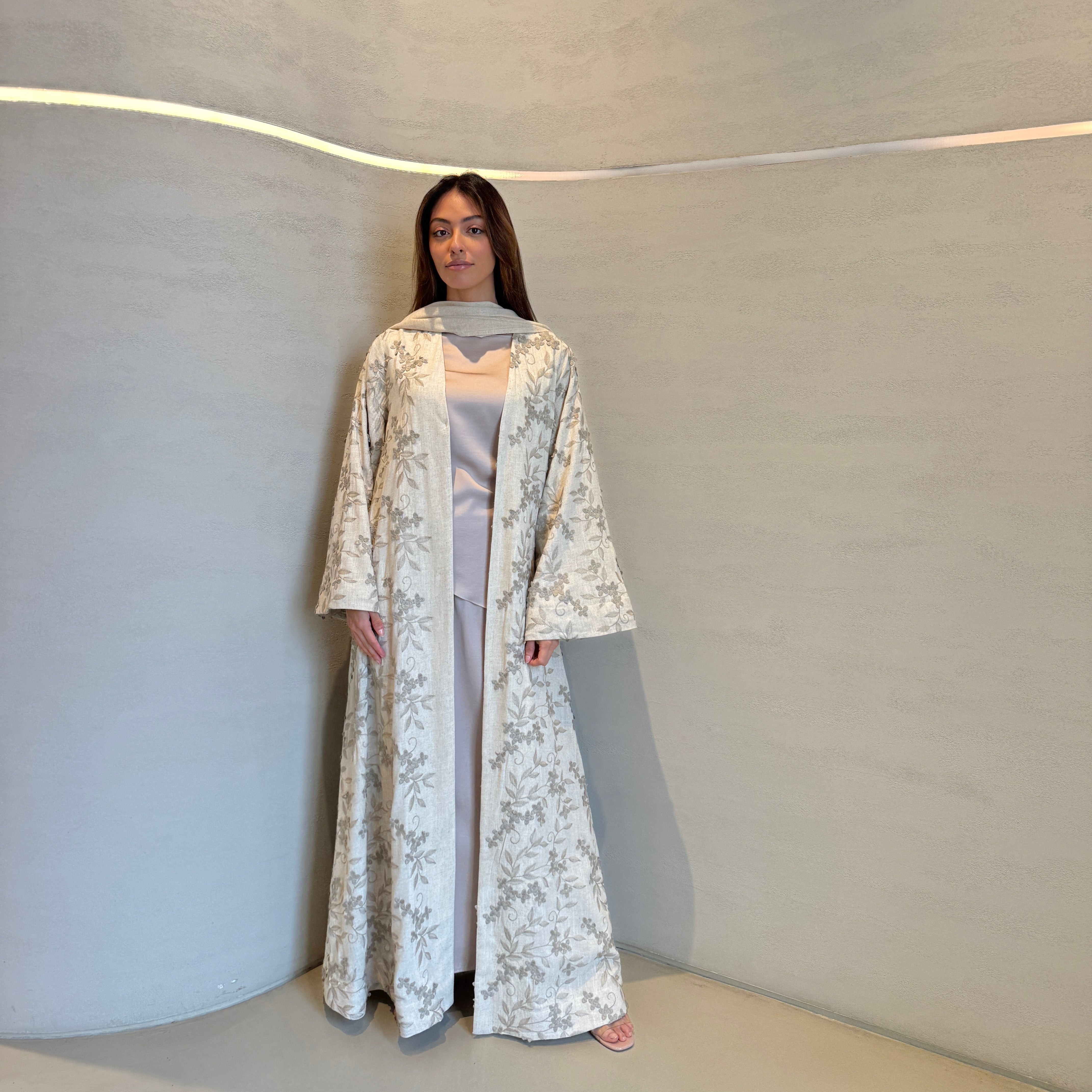 Flower Linen Abaya