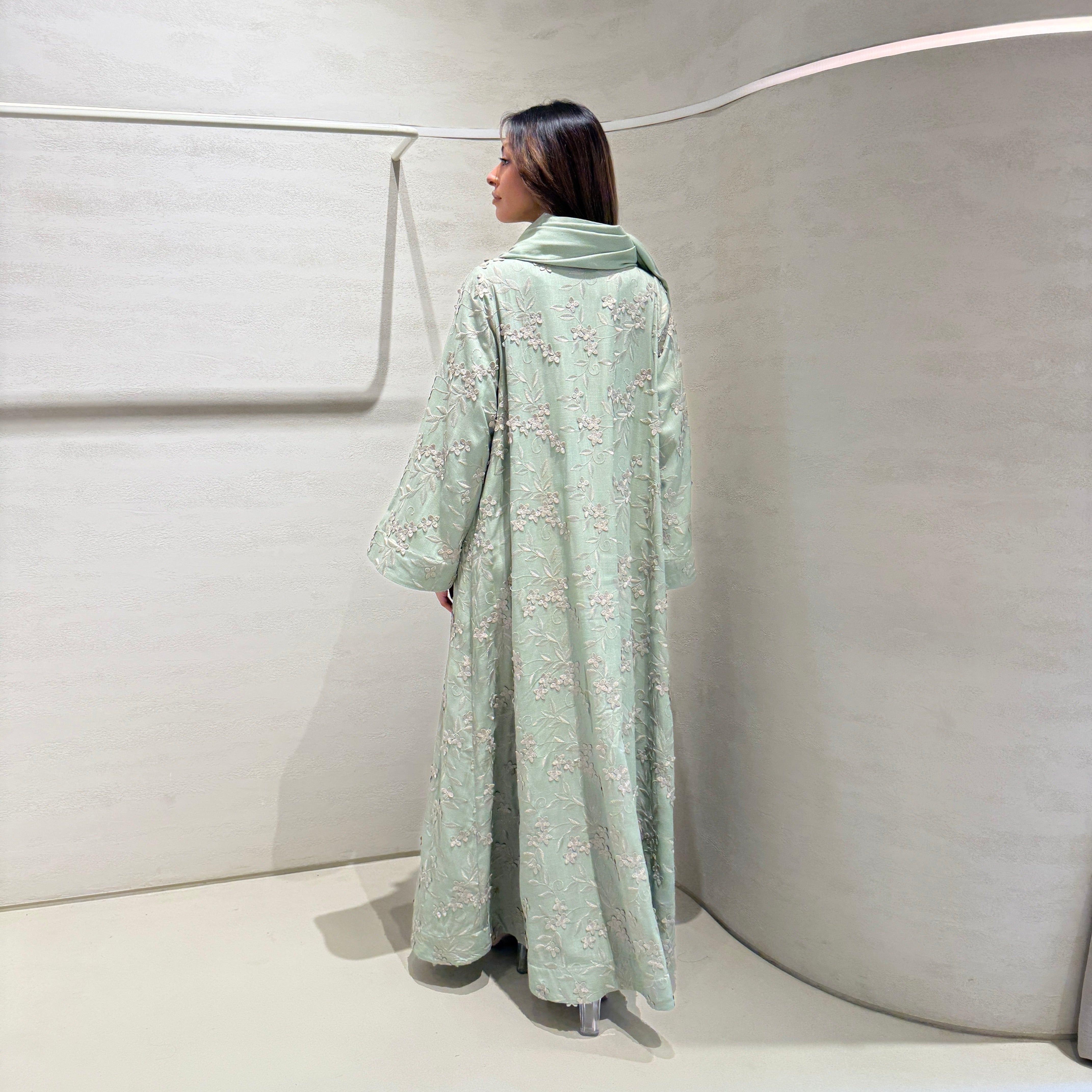 Flower Linen Abaya