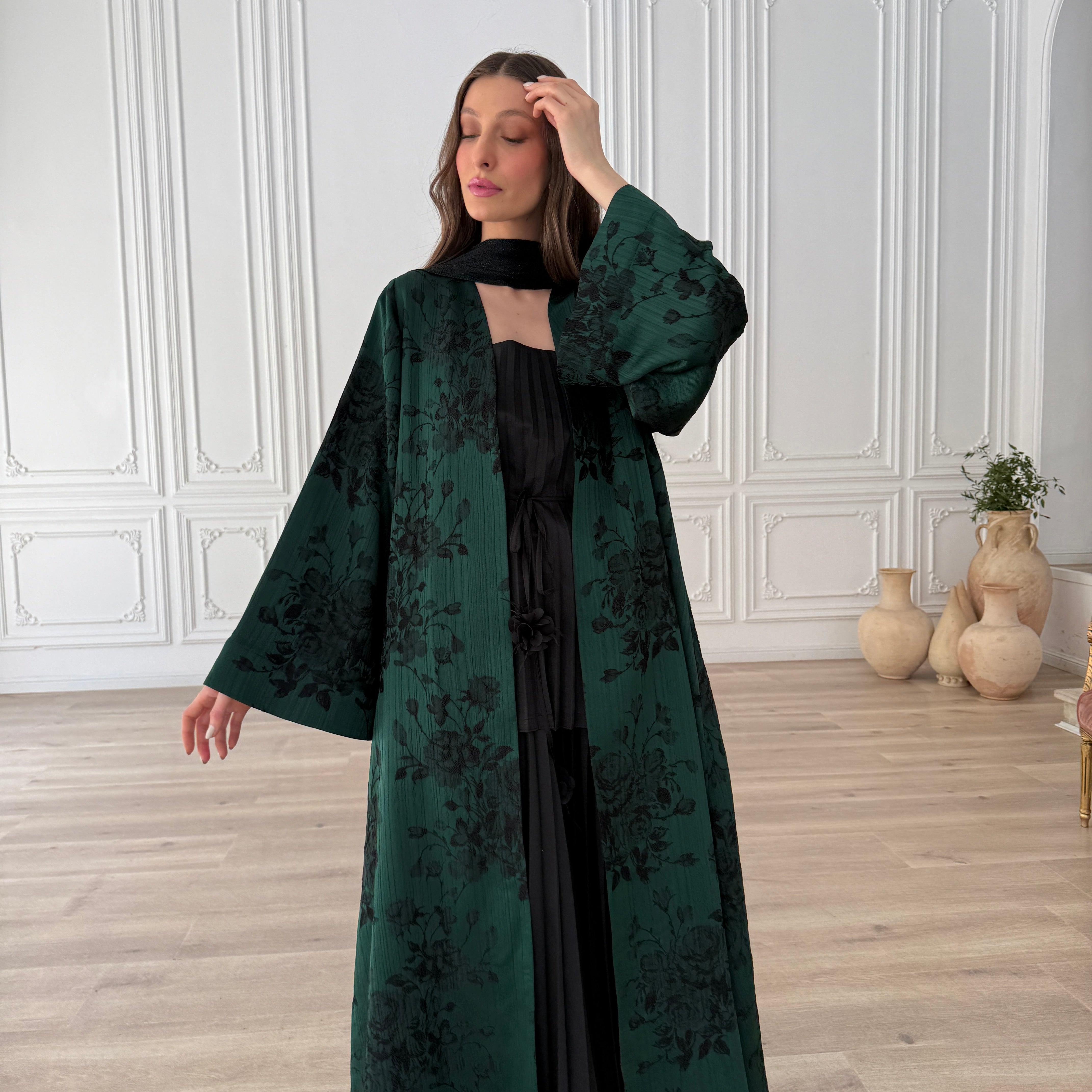 Jacquard Rose Abaya F.Lounge.Mena JacquardRoseAbaya_2