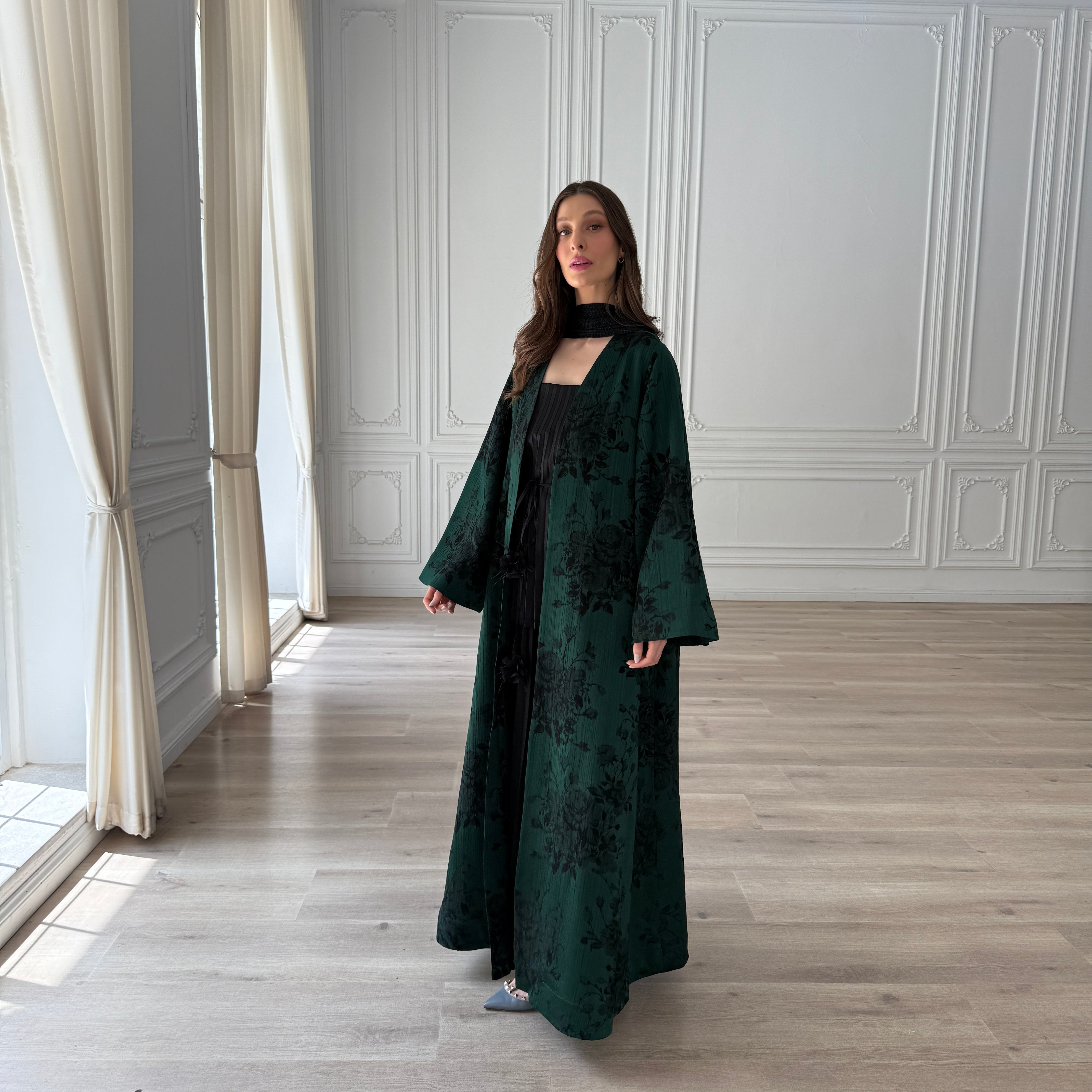 Jacquard Rose Abaya F.Lounge.Mena JacquardRoseAbaya_3