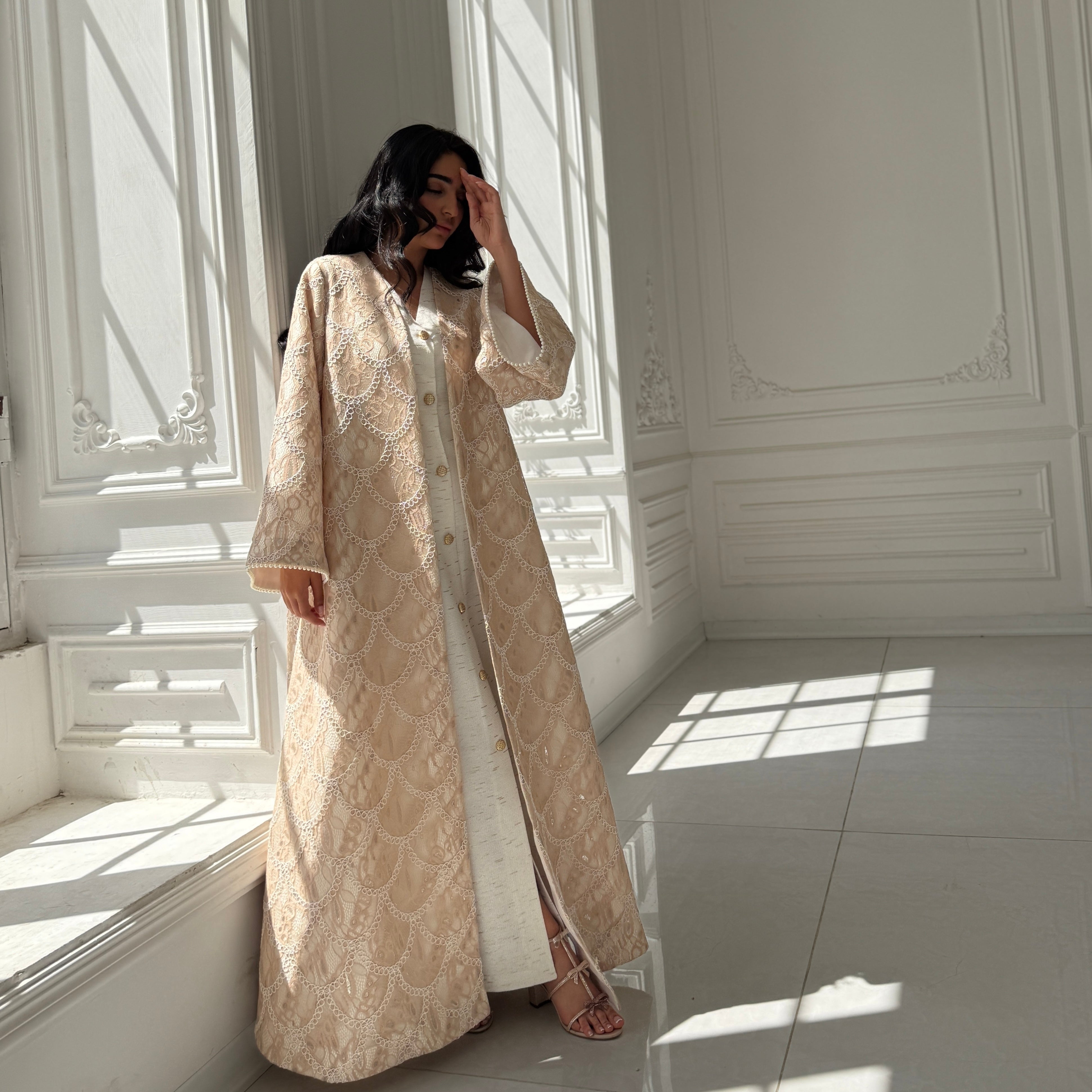 Pearl Lace Abaya F.Lounge.Mena PearlLaceAbayaB_2