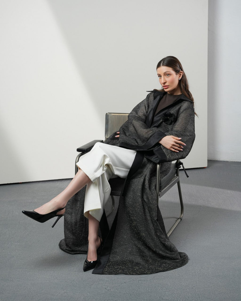 Shine Pleated Abaya Unknown Shine_Pleated_Abaya_Black-Golden_1771155223321