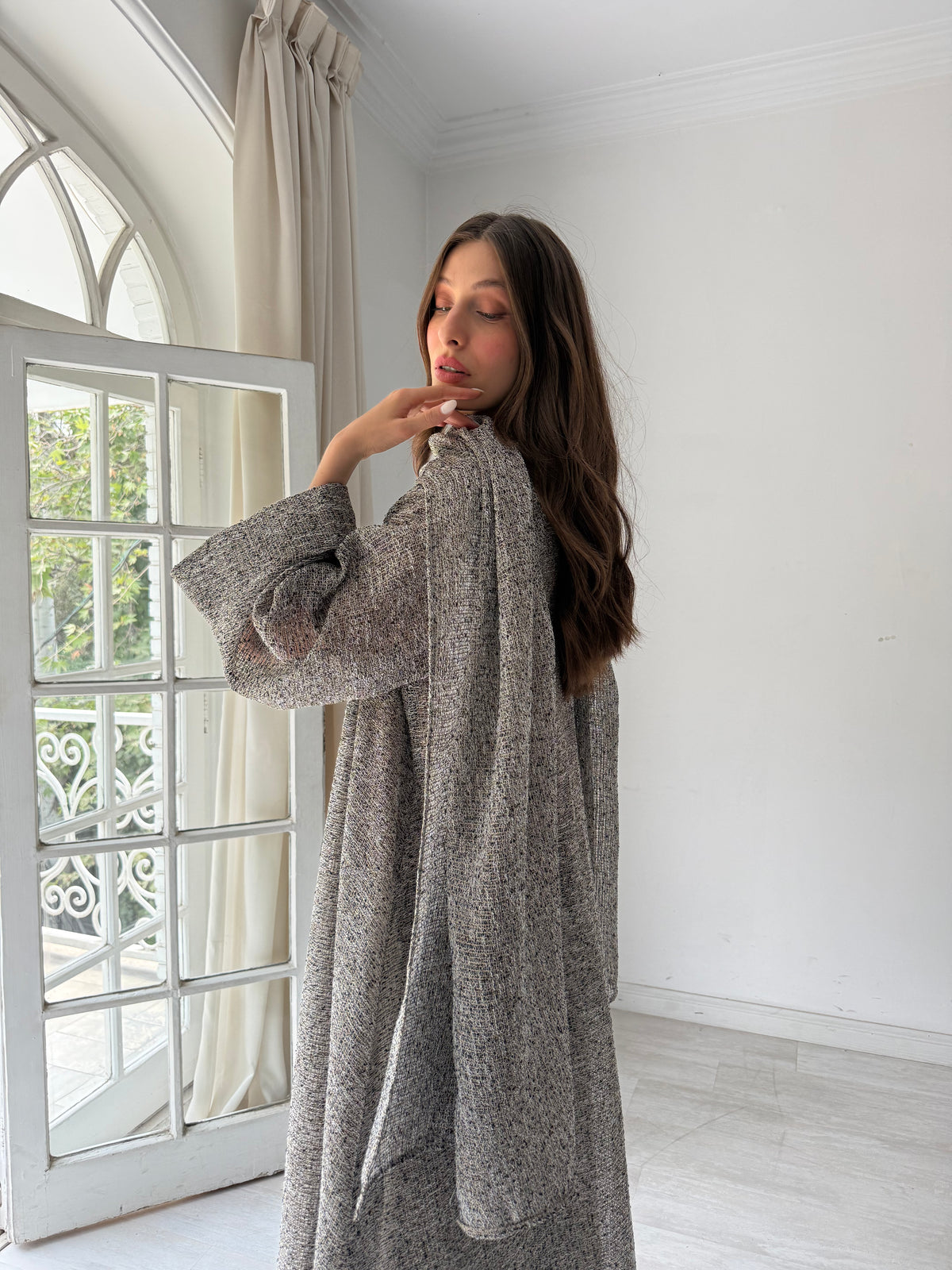 Tweed Abaya F.Lounge.Mena Tweed_Abaya_Gray_1793175696576