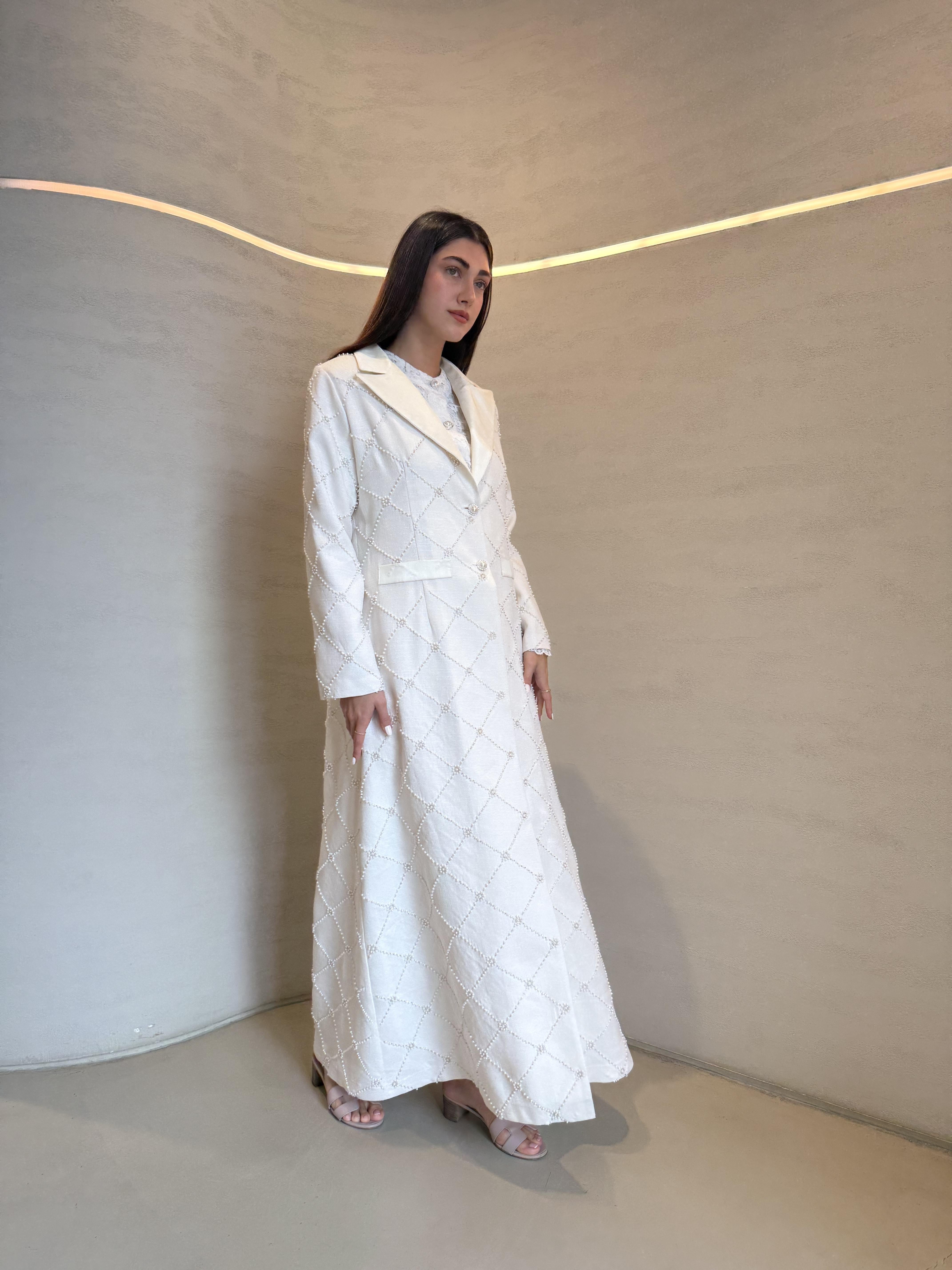 Coco Pearl Abaya F.Lounge.Mena Coco_Pearl_Abaya_White_1767254192107