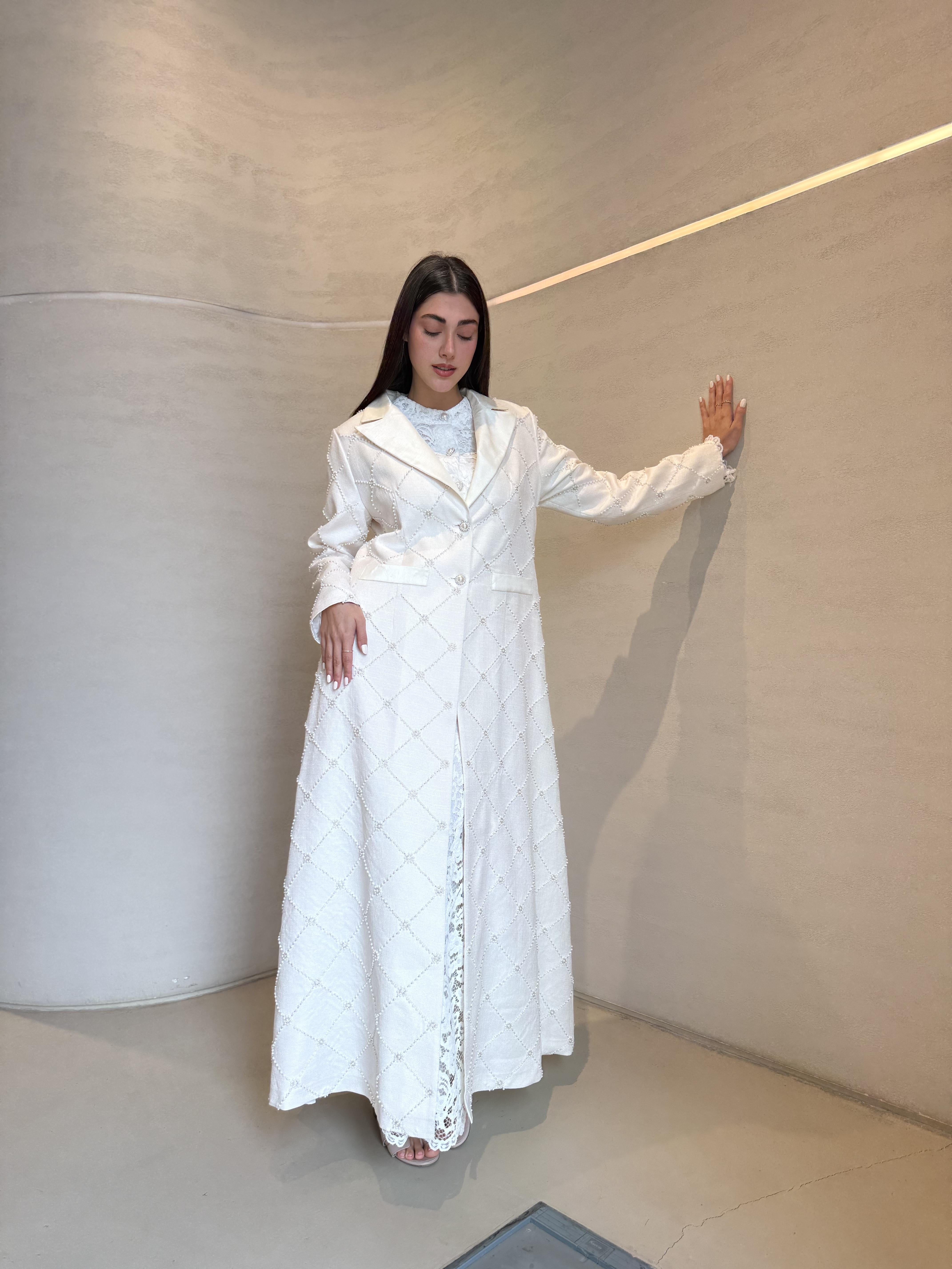 Coco Pearl Abaya F.Lounge.Mena Coco_Pearl_Abaya_White_1767254318273