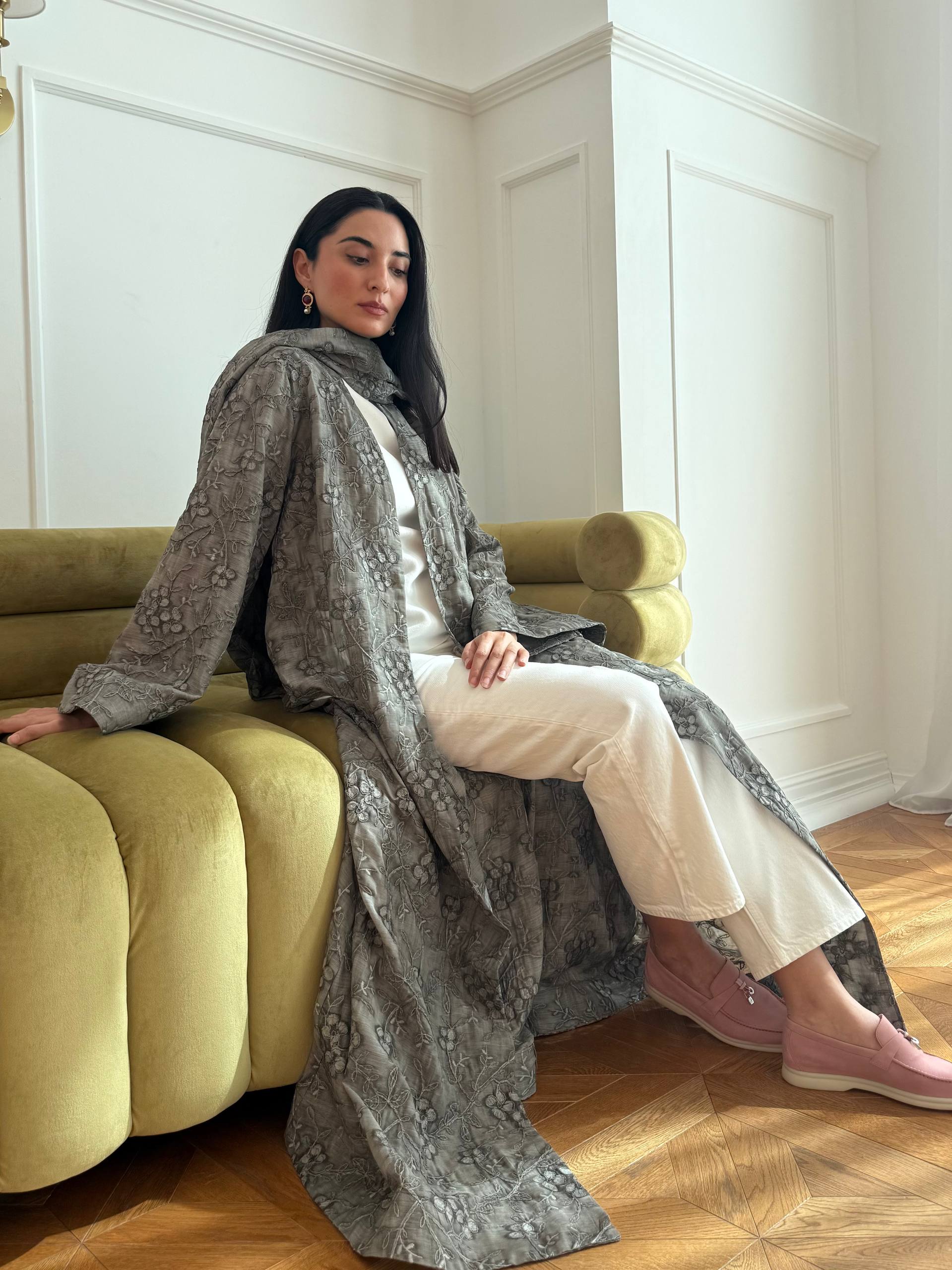 Flower Organza Abaya Unknown Flower_Organza_Abaya_Gray_1770726422397