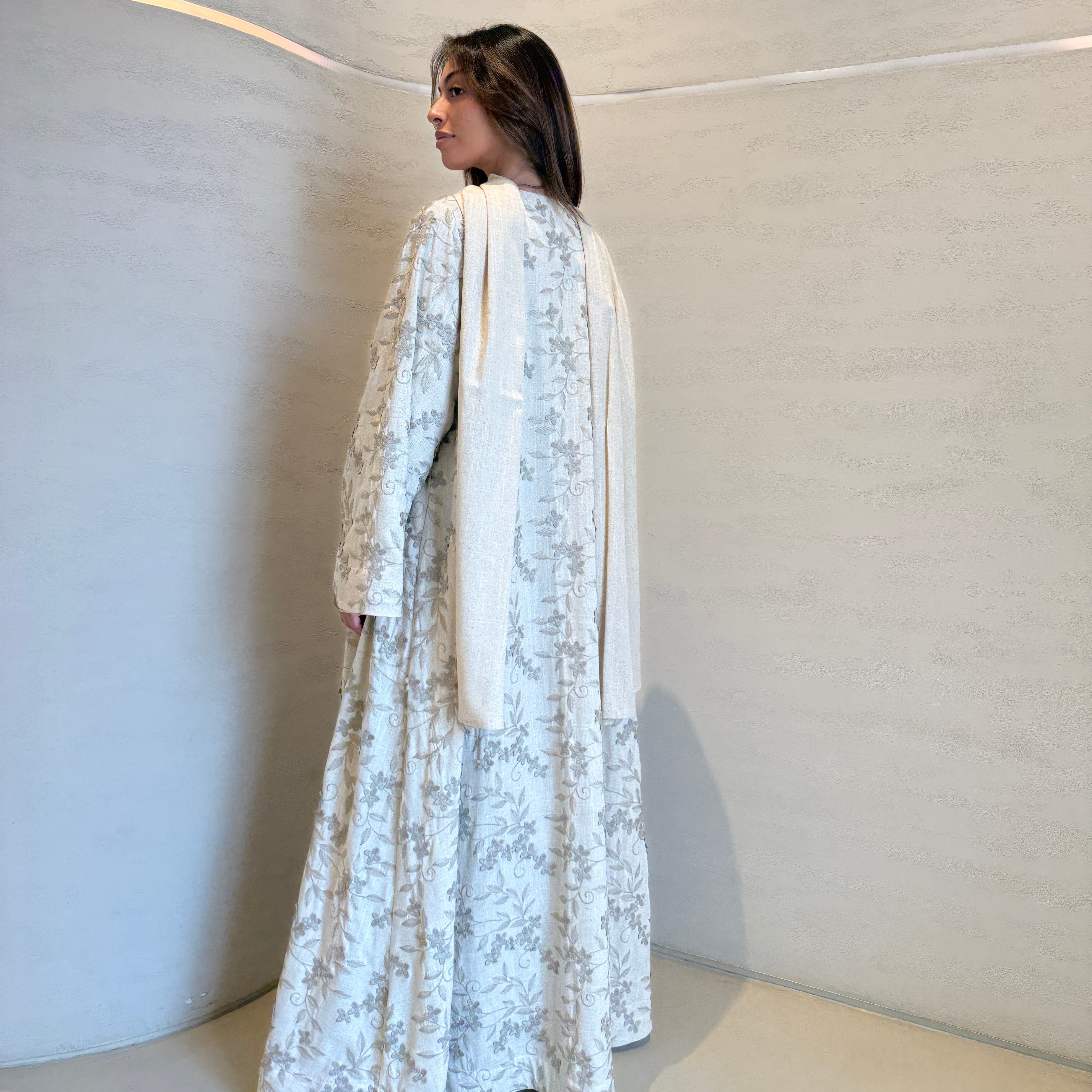 Flower Linen Abaya