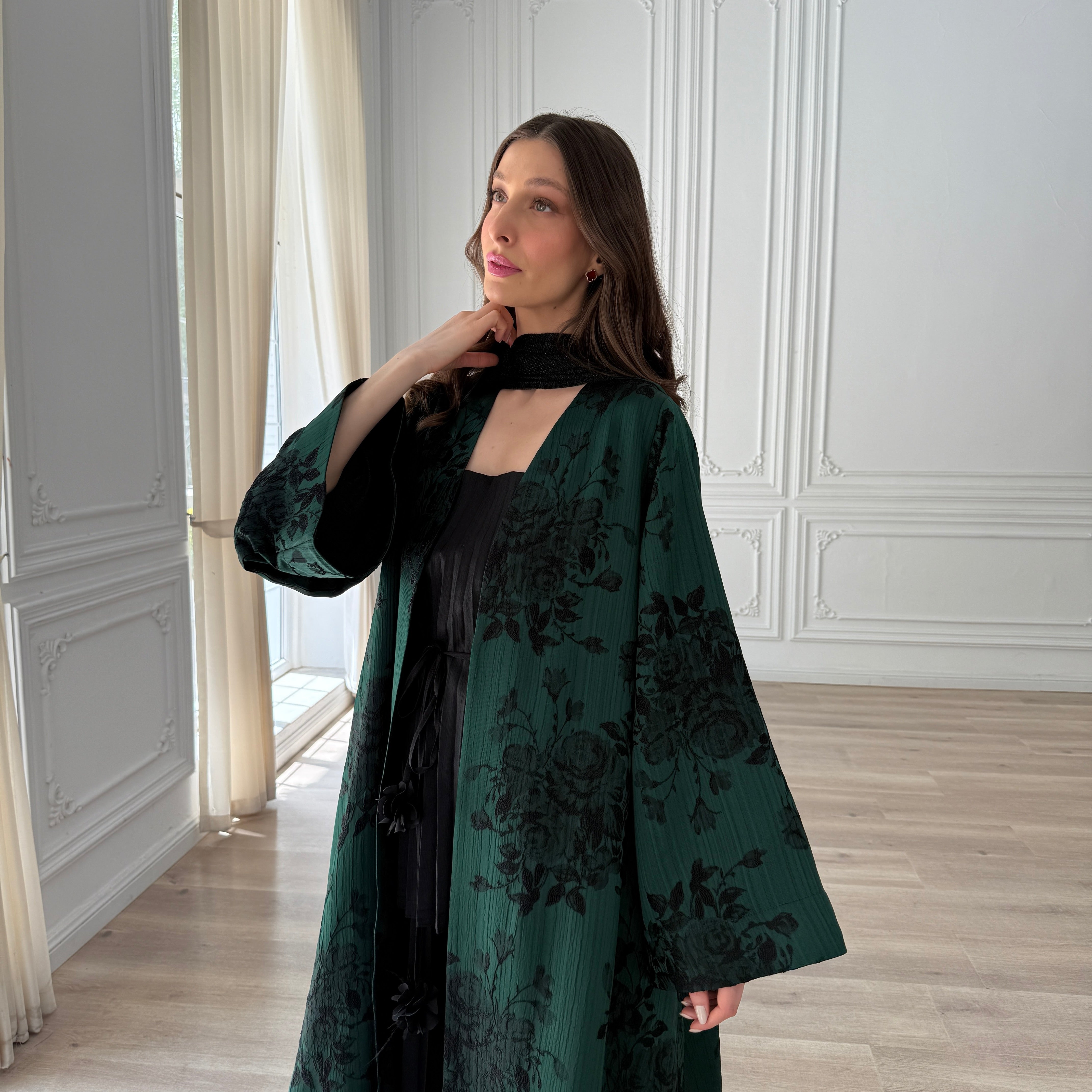 Jacquard Rose Abaya