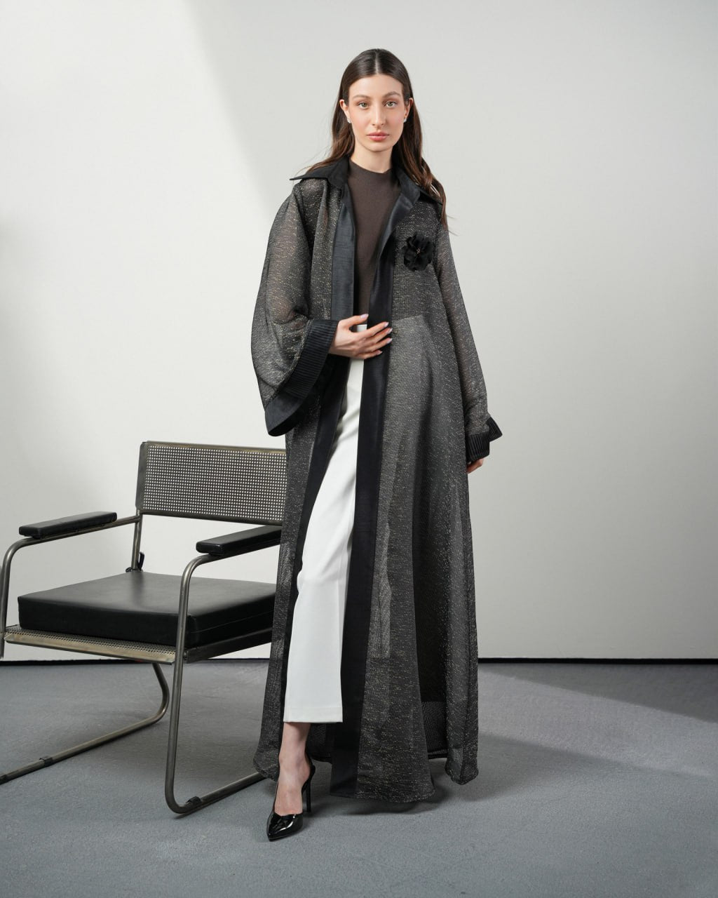 Shine Pleated Abaya Unknown Shine_Pleated_Abaya_Black-Golden_1771155222074