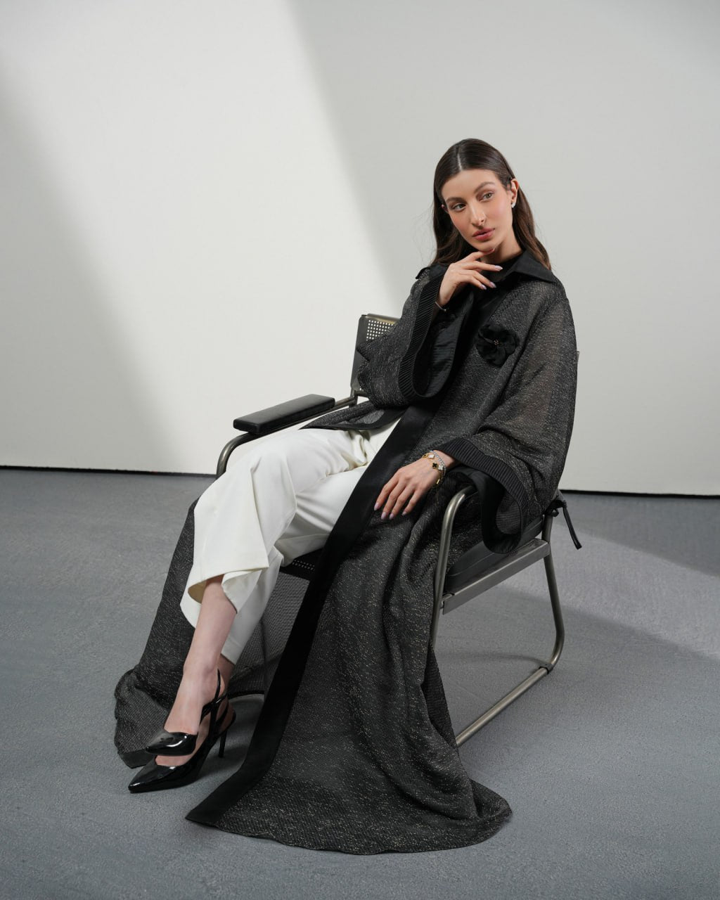 Shine Pleated Abaya Unknown Shine_Pleated_Abaya_Black-Golden_1771155223927