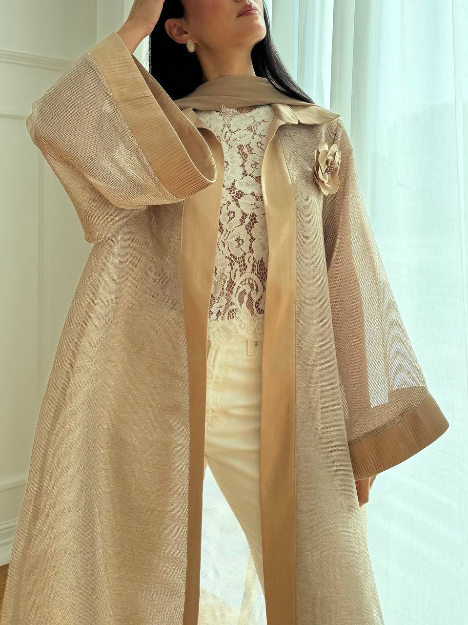 Shine Pleated Abaya Unknown Shine_Pleated_Abaya_Cream_1770717376496